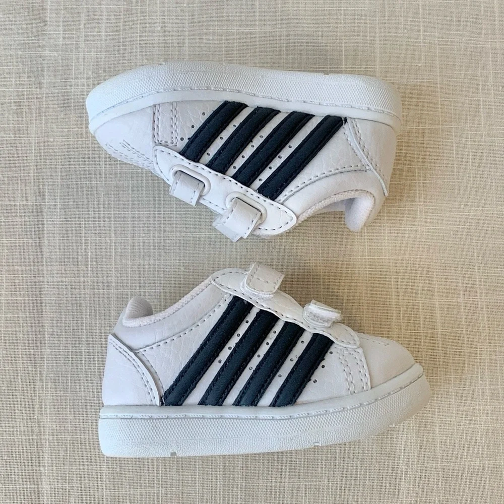 2006 Smart Fit New With Tags Y2K Deadstock White Navy Stripe Baby Boys Shoes 5W
